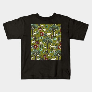 Joyful orchard with bunnies and deer Kids T-Shirt